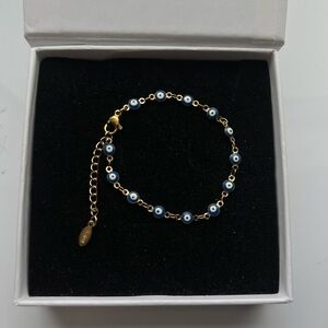 Gold Blue Evil Eye Bracelet